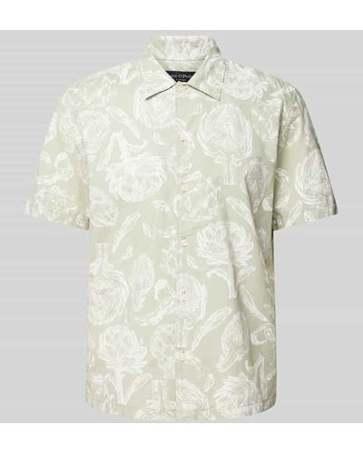 Marc O' Polo Freizeithemd mit floralem Muster und Kentkragen - Weiß