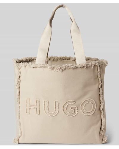 HUGO Handtasche mit Label-Stitching Modell 'Becky' - Natur