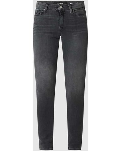 Replay Skinny Fit High Waist Jeans mit Stretch-Anteil Modell 'Luzien' - Grau