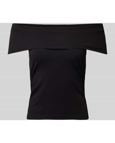 Noisy May Off-Shoulder-Shirt im unifarbenen Design Modell 'KERRY' - Schwarz
