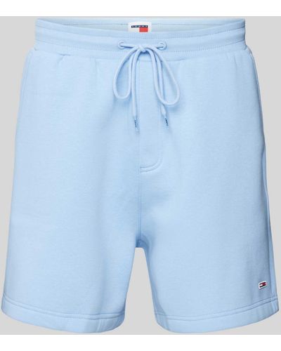 Tommy Hilfiger Regular Fit Sweatshorts mit Logo-Patch Modell 'BEACH' - Blau