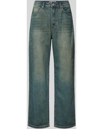 Review Jeans mit weitem Bein im Used-Look - Grün