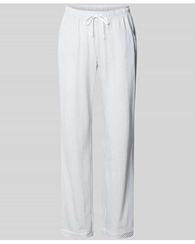 S.oliver Pyjama-Hose aus Baumwoll-Viskose-Mix mit Streifenmuster - Weiß