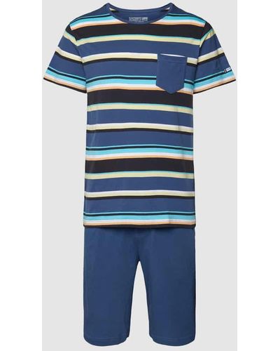 Jockey Pyjama mit Streifenmuster Modell 'NAUTICAL STRIPE' - Blau