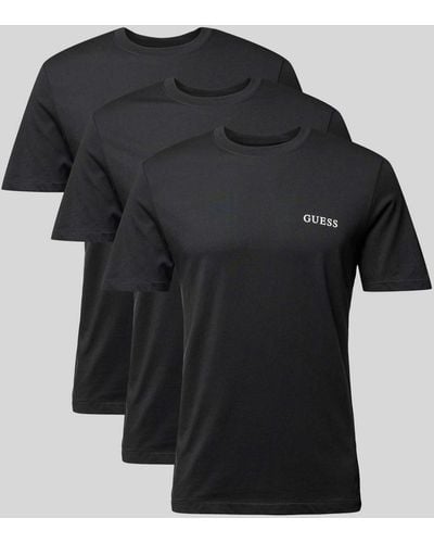 Guess T-Shirt mit Label-Print im 3er-Pack - Schwarz