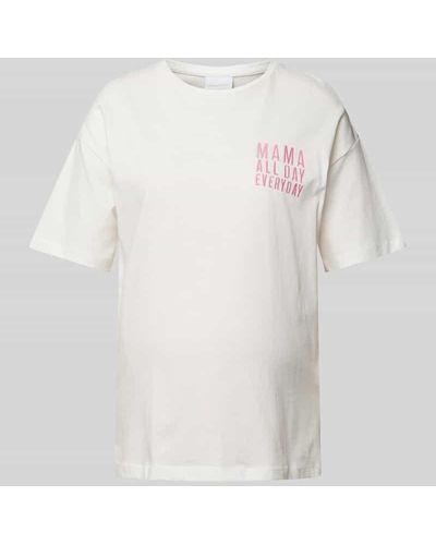 Mama.licious Umstands-T-Shirt mit Statement-Stitching Modell 'Ferida' - Weiß