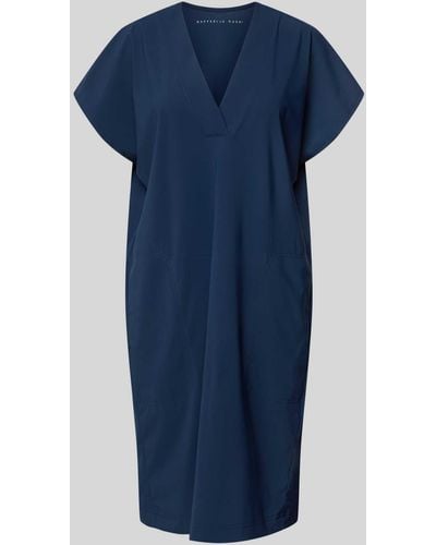 RAFFAELLO ROSSI Knielanges Kleid mit V-Ausschnitt Modell 'JOYCE' - Blau