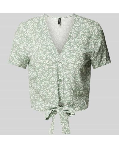 Vero Moda Blusenshirt aus Viskose mit Knotendetail Modell 'EASY JOY' - Grün
