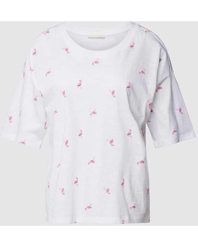 Edc By Esprit T-Shirt mit Allover-Print - Weiß