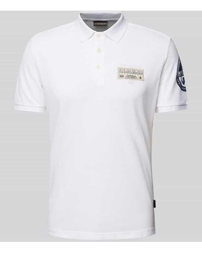 Napapijri Slim Fit Poloshirt mit Label-Patch Modell 'E-AMUNDSEN' - Weiß