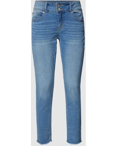 Buena Vista Korte Jeans Met Labeldetails - Blauw