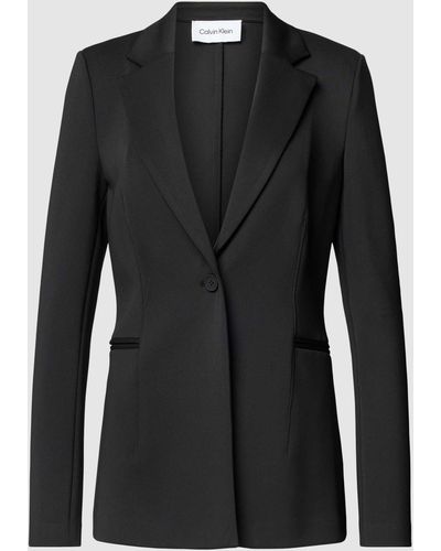 Calvin Klein Blazer Met Paspelzakken - Zwart