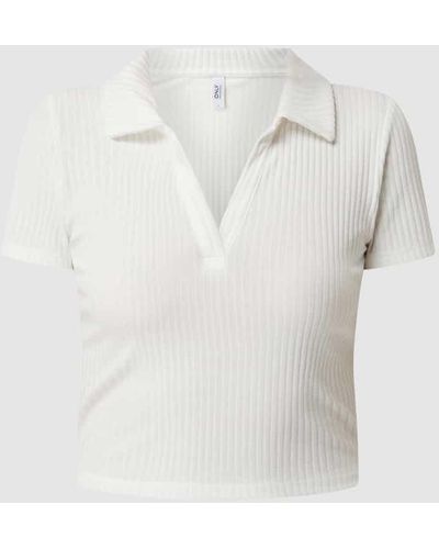 ONLY Cropped Shirt mit Polokragen Modell 'Emma' - Weiß