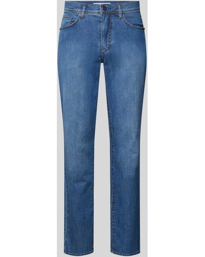Brax Straight Fit Jeans Met Labelpatch - Blauw