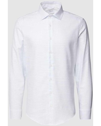 Seidensticker Slim Fit Business-Hemd mit Gitterkaro - Weiß