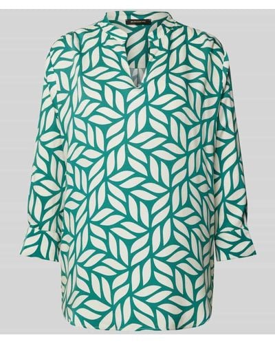 MORE&MORE Bluse aus Viskose mit Allover-Muster und 3/4-Arm - Grün