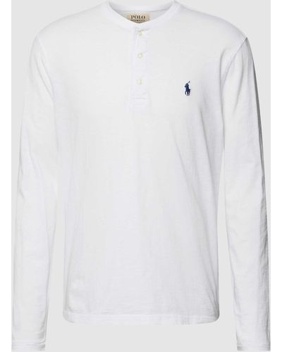 Polo Ralph Lauren Shirt Met Lange Mouwen En Labelstitching - Wit