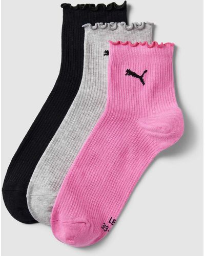 PUMA Socken mit Wellensaum im 3er-Pack - Pink