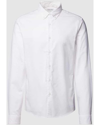Calvin Klein Business-Hemd mit Button-Down-Kragen Modell 'OXFORD' - Weiß