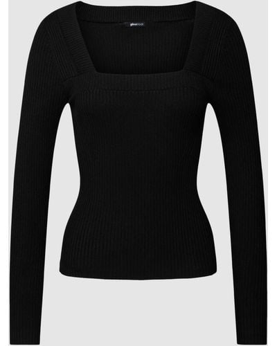 Gina Tricot Slim Fit Gebreide Pullover Met Vierkante Hals - Zwart