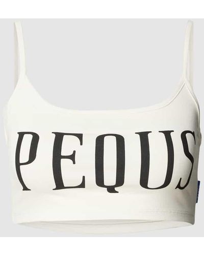 Pequs Crop Top mit Label-Print - Weiß