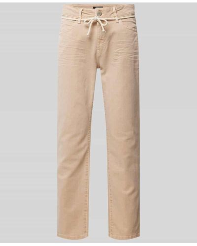 Opus Regular Fit Jeans mit Bindegürtel Modell 'Louis fresh' - Natur