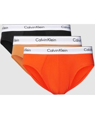 Calvin Klein Slip mit elastischem Logo-Bund im 3er-Pack - Orange