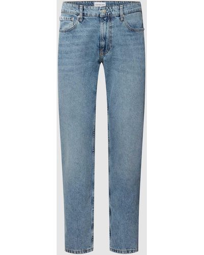 Calvin Klein Straight Fit Jeans mit Label-Details Modell 'AUTHENTIC' - Blau