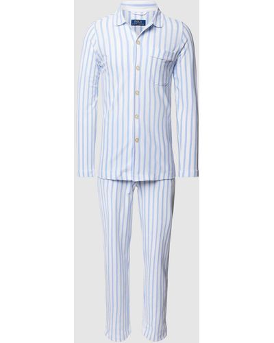 Polo Ralph Lauren Slim Fit Pyjama Met Borstzak - Blauw