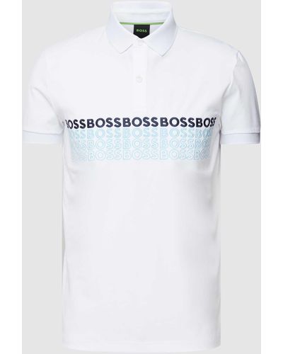 BOSS T-shirt Met Label- En Motiefstitching - Wit