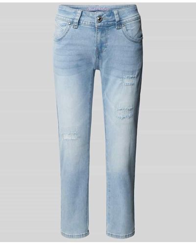 Blue Monkey Slim Fit Jeans im Destroyed-Look Modell 'CHARLOTTE' - Blau