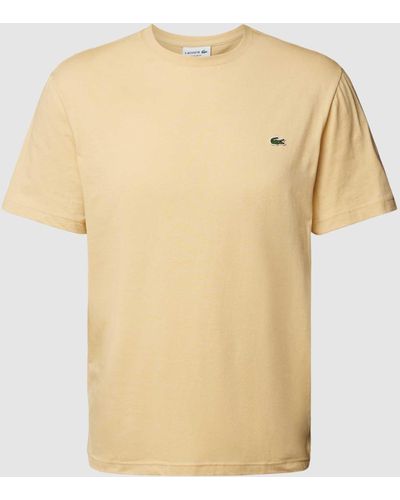 Lacoste T-shirt Met Ronde Hals En Labelstitching - Naturel