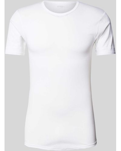 Mey T-Shirt mit geripptem Rundhalsausschnitt Modell 'NOBLESSE' - Weiß