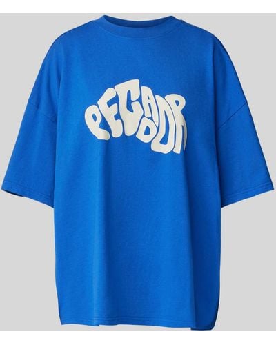 PEGADOR Oversized T-Shirt mit Label-Print Modell 'PALUMA' - Blau