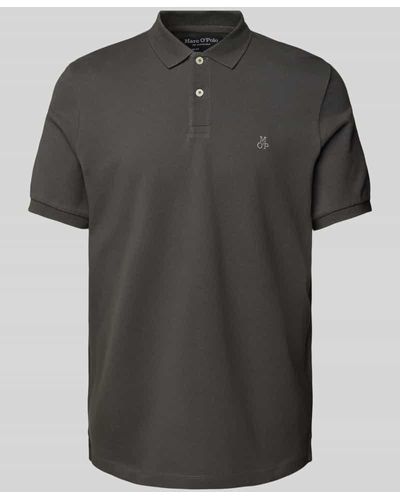 Marc O' Polo Regular Fit Poloshirt mit Label-Stitching - Schwarz