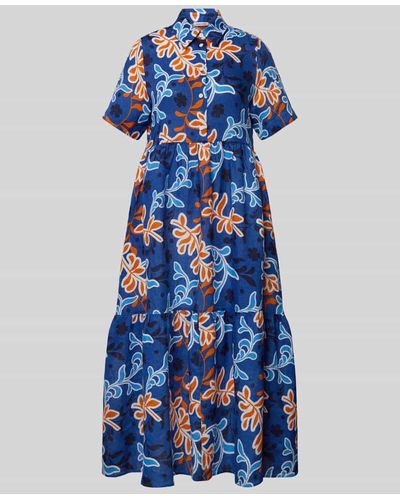 Seidensticker Leinenkleid mit kurzer Knopfleiste Modell 'Washer!' - Blau