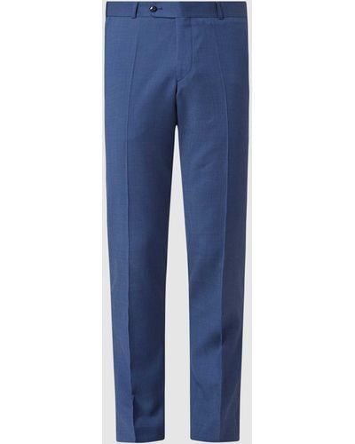 Wilvorst Slim Fit Pantalon Van Wol - Blauw