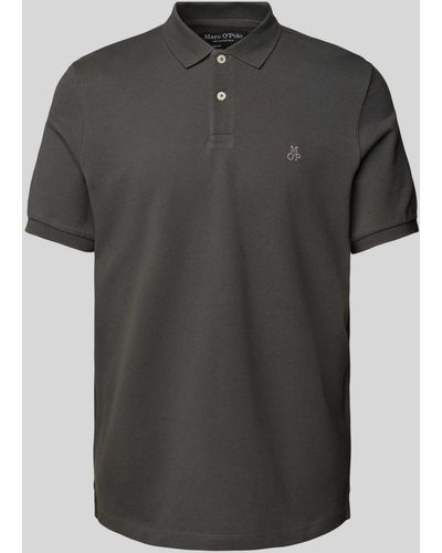 Marc O' Polo Regular Fit Poloshirt Met Labelstitching - Zwart