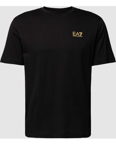 EA7 T-shirt Met Labelprint Aan De Achterkant - Zwart