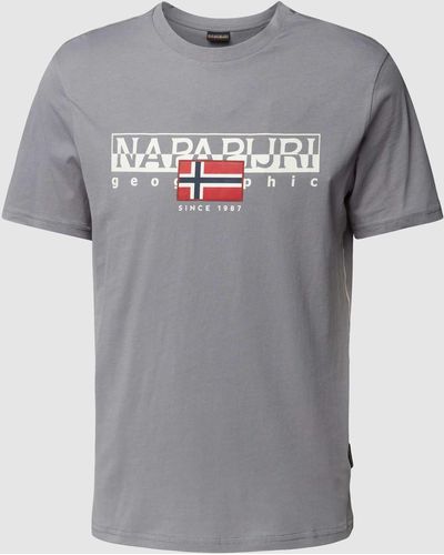 Napapijri T-shirt Met Labelprint - Grijs