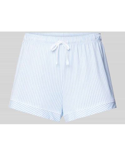 S.oliver Pyjama-Shorts aus Baumwoll-Viskose-Mix mit Streifenmuster - Blau