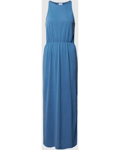 Vila Maxi-jurk Met Elastische Tailleband - Blauw