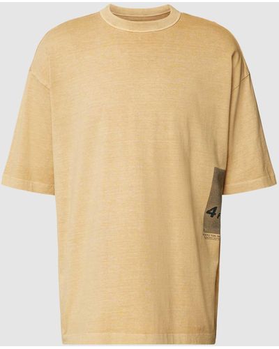 Tom Tailor Denim Oversized T-shirt Met Labelprint - Naturel