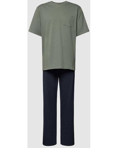 Schiesser Pyjama aus Baumwolle Modell 'Essentials Nightwear' - Mehrfarbig