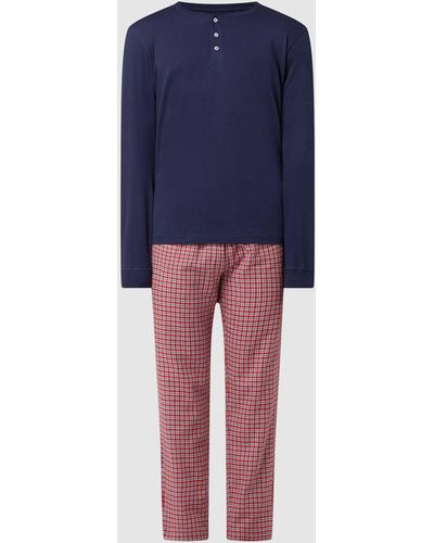 Seidensticker Pyjama mit Viskose-Anteil - Blau