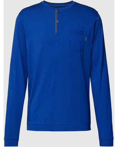 Jockey Shirt Met Lange Mouwen En Korte Knoopsluiting - Blauw