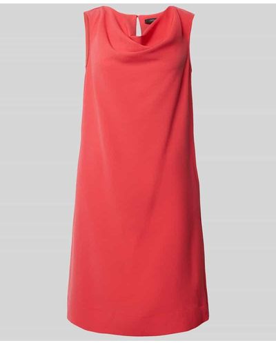 Comma, Knielanges Kleid mit Wasserfall-Ausschnitt - Rot