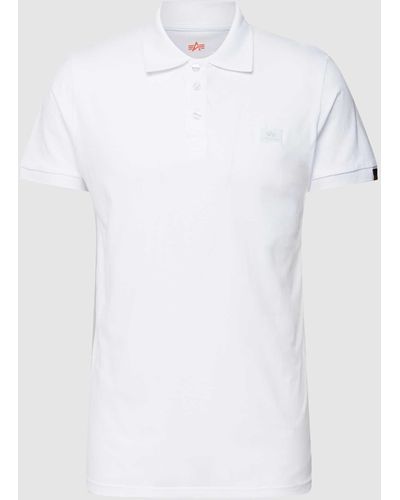 Alpha Industries Poloshirt mit Logo-Stitching Modell 'X-Fit' - Weiß