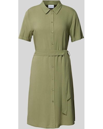 Vila Knielanges T-Shirt-Kleid mit Umlegekragen Modell 'paya' - Grün