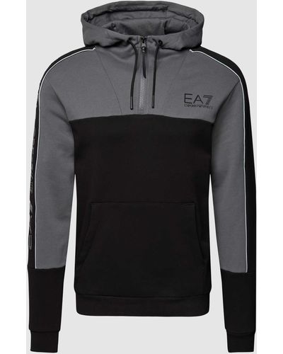 EA7 Hoodie Met Ritssluiting - Zwart